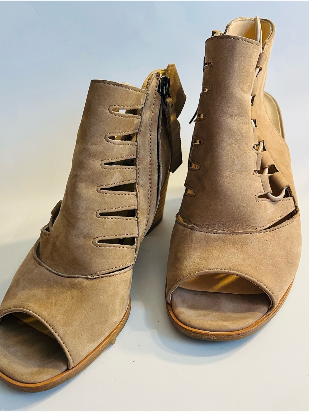 PAUL GREEN Sabrina Nubuck Suede Leather BEIGE Sandal Slingback Women Sz 6.5